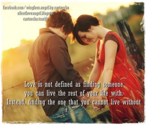 Love is not defined as finding someone you can live the rest of your ...