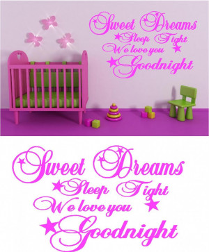 SWEET DREAMS quote wall art sticker vinyl princess kids bedroom girl ...