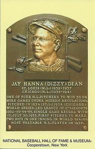 Dizzy Dean Baseball Hall Of Fame Induction Plaque Postcard Cardinals