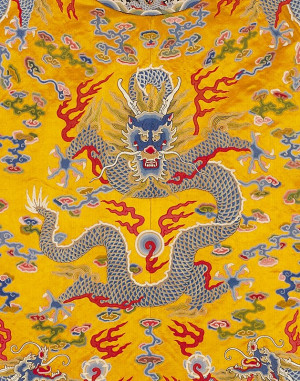 from ancient Chinese emperor's clothes. The dragon means the Chinese ...