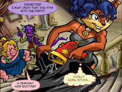 Dimitri trying to stop Inspector Fox from discovering his henchmen ...