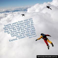Famous Quote Cards | quote by Mark Twain - Skydive Quote Card More