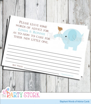 Elephant Words of Wisdom Advice Cards For Boy by thepartystork