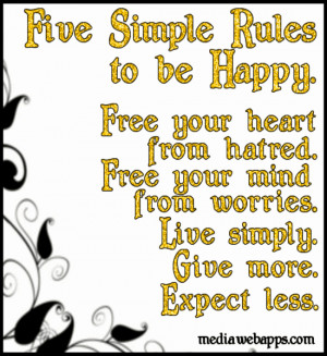 Five Simple Rules to be Happy. Free your heart from hatred. Free your ...