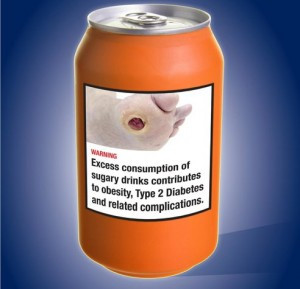 Warning label on a can of soda