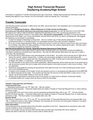 High School Transcript Request Template