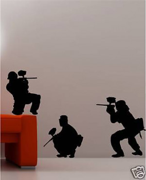 3X PAINTBALL ARMY wall art stickers KIDS bedroom decal