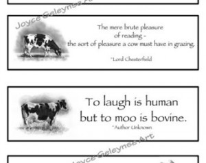 Printable Bookmarks, COWS With Quotes, Original Freehand Pencil ...