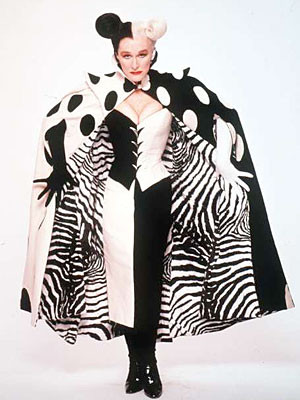 Cruella in the live-action adaptation, played by Glen Close.