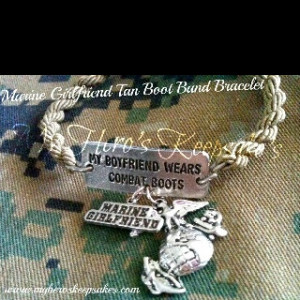 Marine Girlfriend - Tan Boot Band Bracelet with Pewter Connector Charm ...