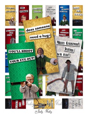 SALE! Vintage Christmas in the Movies Quotes II 1x2 Domino Collage ...