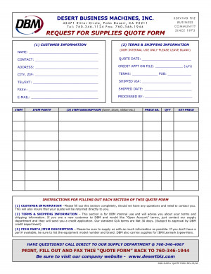 Equipment Supply Quote Form - PDF