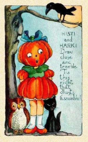 crow,cat and pumpkin Halloween quote and sayings