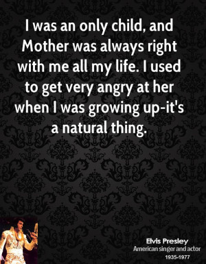 Mother was always right with me all my life. I used to get very angry ...