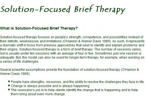 Solution Focused Brief Therapy