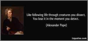 Like following life through creatures you dissect, You lose it in the ...