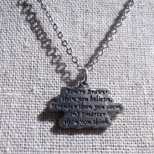 Milne Winnie the Pooh Quote Charm Necklace Youre Braver Than You ...