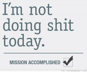 not doing shit today mission accomplished
