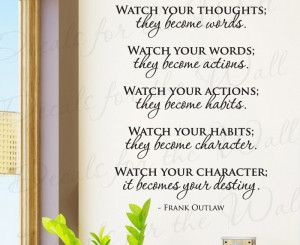 Watch Your Thoughts Frank Outlaw Vinyl Wall Decal Quote