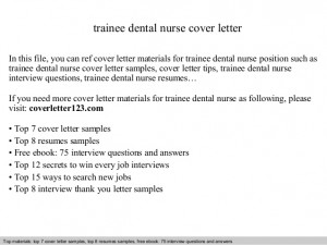 Trainee dental nurse cover letter