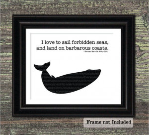 Moby Dick Quote Print, Forbidden Seas, Whale Silhouette, Gift for ...