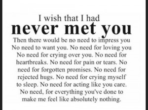 Wish You Loved Me Quotes I wish that i had never met