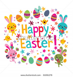 cute Happy Easter greeting card