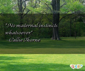 No maternal instincts whatsoever.