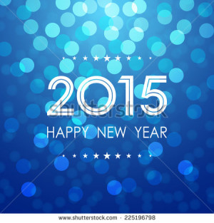 happy new year 2015 with bokeh and lens flare pattern on blue sky ...