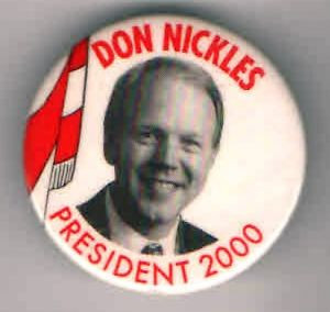Don NICKLES pinback President 2000 pin ALSO Also Ran