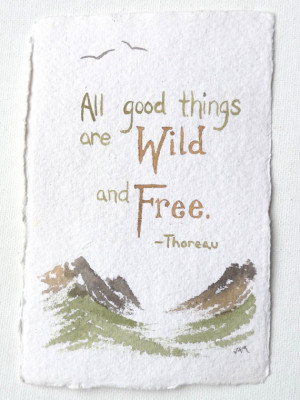 Thoreau quote original watercolor painting 4 x 6 