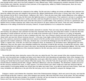 essay on Romeo and Juliet ~ analysis