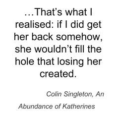 Colin Singleton, An Abundance of Katherines More