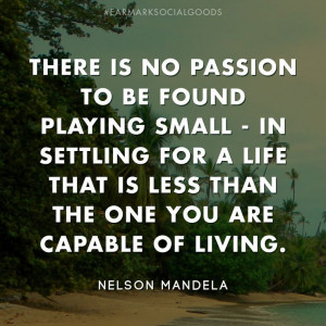 There is no passion to be found playing small - in settling for a life ...