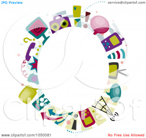 ... Illustration of an Oval Frame Of Communication Items Around Copyspace