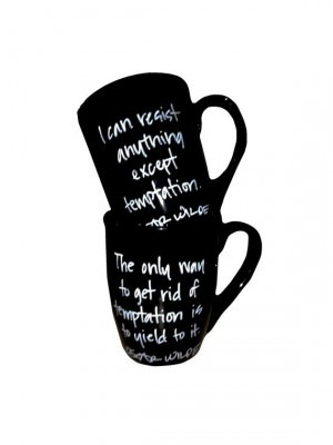 Oscar Wilde Temptation Quote Mug Duo by PenEndeavors on Etsy, $22.50