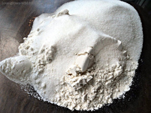 Add 1/3 cup vegetable oil to a 1 cup measuring cup.