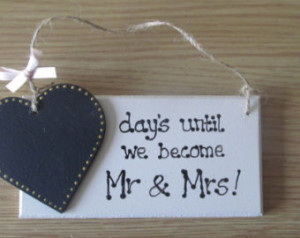 Wedding Countdown Plaque with chalk board to write number of days on ...