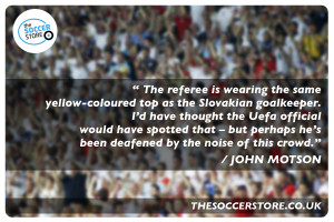 is wearing the same yellow-coloured top as the Slovakian goalkeeper ...