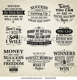 Success motivational and inspirational creative quotes emblems set ...