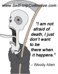 Funny inspirational quotes image (Woody Allen quotation)