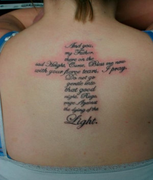 Quotes Cross Tattoo for Women on Back