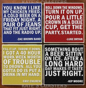 Set of 4 country quotes ceramic tile coasters
