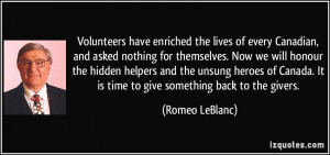 Volunteers have enriched the lives of every Canadian, and asked ...