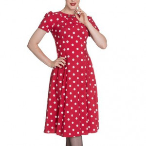 Womens HELL BUNNY 1940's Vintage Retro Red Madden Polka Dot Dress XS/8 ...