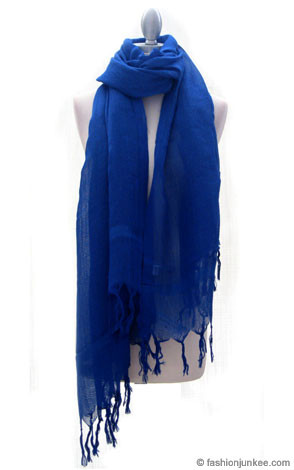 Love Quotes Linen Knotted Fringe Scarf-Blue