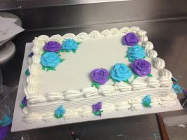 Blue And Purple Roses Sheet Cake By Crosseyed Cupcake