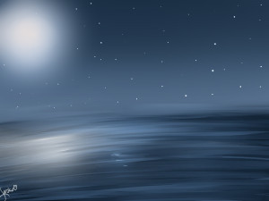 Moon The Night Sky Over Ocean