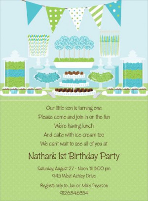 Candy Buffet Blue Birthday Invitations