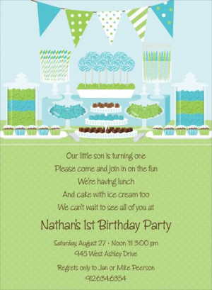 Candy Buffet Blue Birthday Invitations